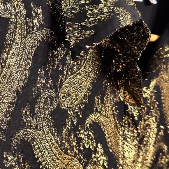 Stockholm Atelier & Other Stories Metallic Paisley Dress Sz 10 Gold Brocade Midi - Picture 5 of 9